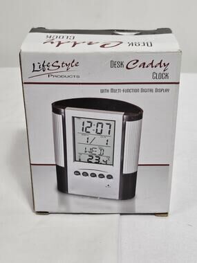 Lifestyle Products Pen Holder Desk Caddy Clock Date Thermometer